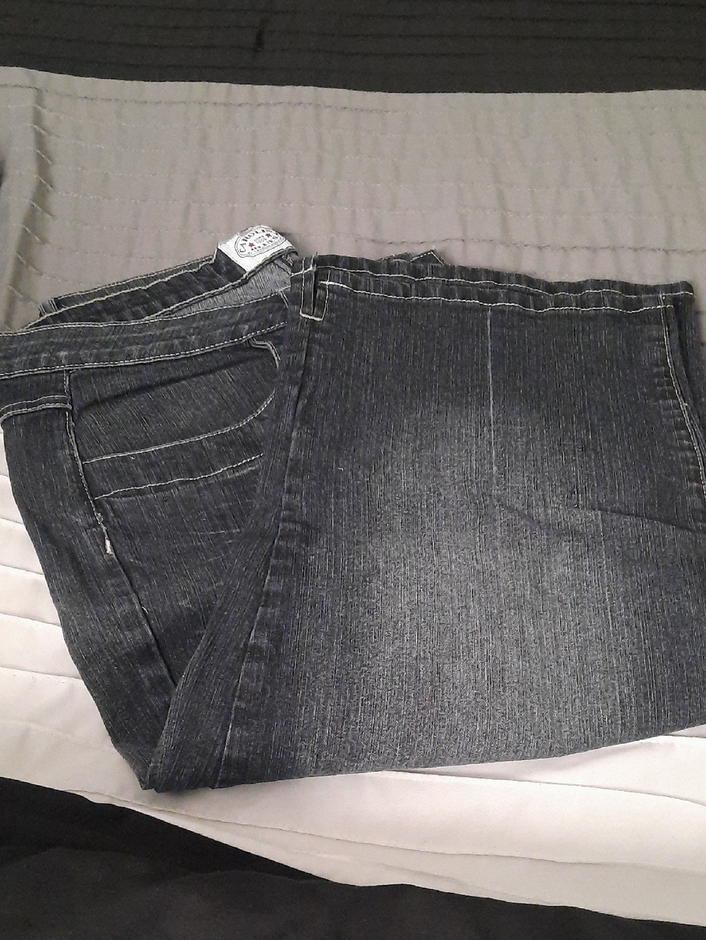 Dark Wash Denim Capris-Classic Black-Grey